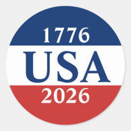 1776 USA 2026 Red White and Blue Patriotic Ronde Sticker