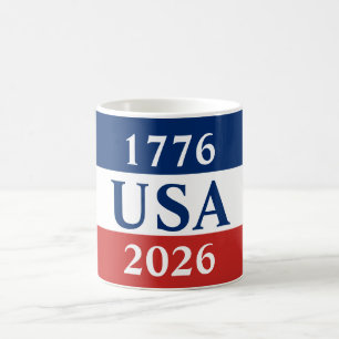 1776 USA 2026 Rood Wit en Blauw Patriottisch Koffiemok