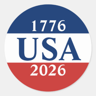 1776 USA 2026 Rood Wit en Blauw Patriottisch Ronde Sticker