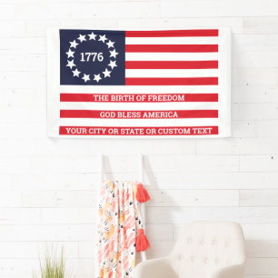 1776 Vlag optionele Text Patriotic Betsy Ross Spandoek