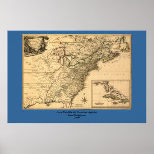  1777 Amerikaanse Colonies Map van Phelippeaux Poster