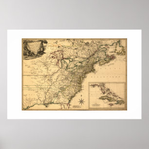 1777 Amerikaanse Colonies Map van Phelippeaux Poster