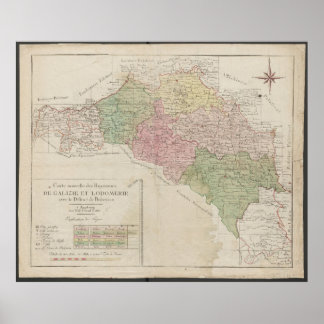 1780 Kaart van de Koninkrijken Galicië en Lodomeri Poster