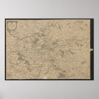 1780 Kaart van Parijs, Historische Stadkaart, Anti Poster