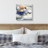 1791 Eieren in Blue Bowl Verpakt Canvas Print (Insitu (Slaapkamer))