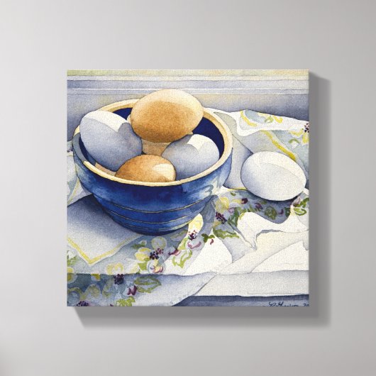 1791 Eieren in Blue Bowl Verpakt Canvas Print (Voorkant)