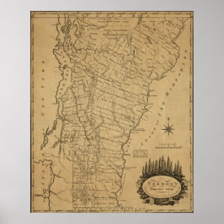 1793 Kaart van Vermont Poster