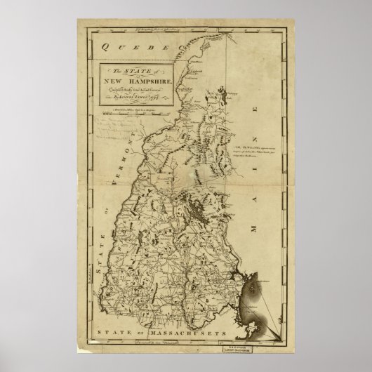 1794 Kaart van New Hampshire Poster (Voorkant)