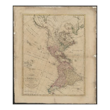 1796 kaart van Noord- en Zuid-Amerika uit Duitslan