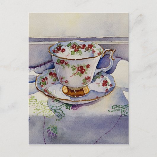 1799 Teacup op Linen Briefkaart (Voorkant)