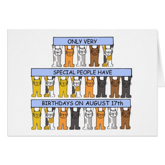 17 août Anniversaire Cartoon Cats (Devant horizontal)