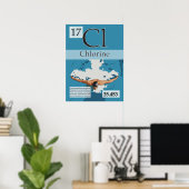17. Chlorine (Cl) Periodieke tabel van de elemente Poster (Thuiskantoor)