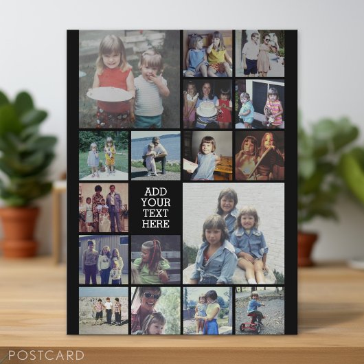 17 Foto collage en tekst - Kan zwart bewerken Briefkaart
