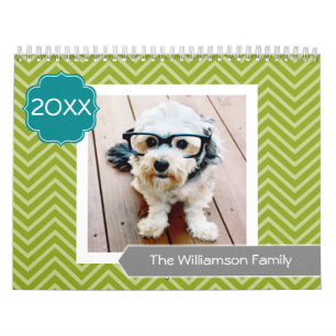 17 foto familietemplate en kleurrijke patronen kalender