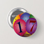 17 jaar!  Birthday-ballonnen Ronde Button 5,7 Cm (Voorkant /achterkant)
