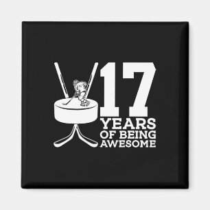 17 JAAR GEWELDIGE IJSHOCKEY 17E VERJAARDAG MAGNEET
