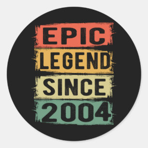 17 jaar oud bday 2004 epische legende 17e verjaard ronde sticker