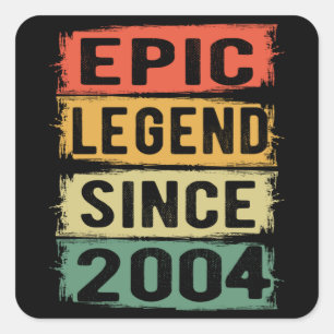 17 jaar oud bday 2004 epische legende 17e verjaard vierkante sticker