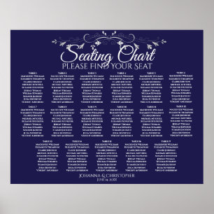 17 Tabel Elegant marineblauw bruiloft Poster