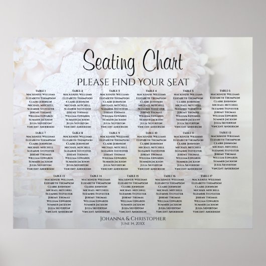 17 Tabel White Reflections Wedding Seating Chart Poster (Voorkant)