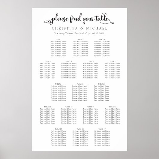 17 Tabellen 130-150 Verticale Grafiek voor gasten Poster (Voorkant)