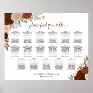 17 Tableau Automne Boho Rose Siège Mariage Tableau