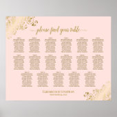 17 Tableau Blush Pink & Gold Mariage Seating Chart (Devant)