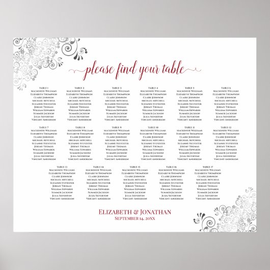 17 Tableau Frilly Blanc Mariage Plat Rouge (Devant)