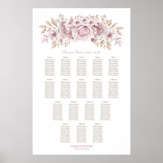 17 Tableau Mariage rose floral (Devant)