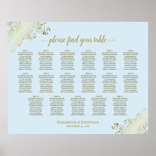 17 Tableau Poudre Mariage bleu et or Tableau de si
