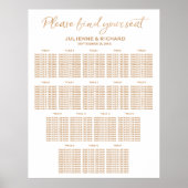 17 Tables Wedding Seating Plan Roos Gold Sign Poster (Voorkant)
