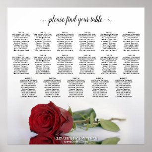17 Tafel Elegante Rode Roos Trouw Stoelenplattegro Poster