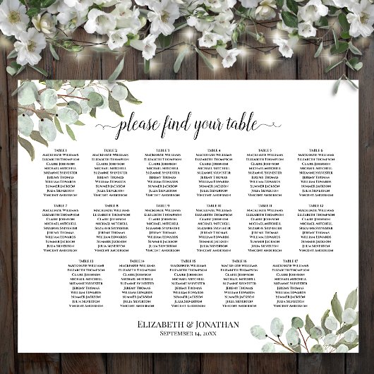 17 Tafel Eucalyptus Groene Huwelijks Zitplaatskaar Poster