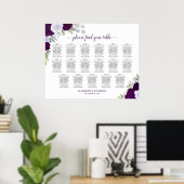 17 Tafel Paarse Boho Bloemen Bruiloft Zitkaarten Poster (Thuiskantoor)