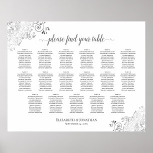 17 Tafel Zilvervriendelijkheden Wit-bruiloft Poster