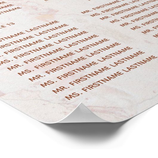 17 Tafelbruinkoolzaadkaart marmer roze orchideeën Poster (Hoek)