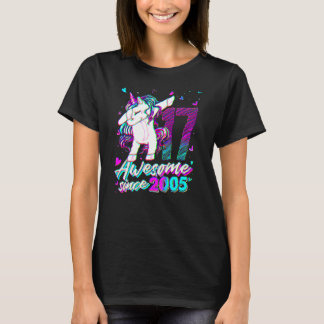 17 Years Old Unicorn Dabbing 17th Birthday Unicorn T-shirt