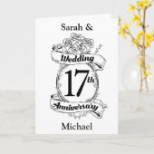 17de trouwdag Zwart en wit rozen Kaart (Gele Bloem)