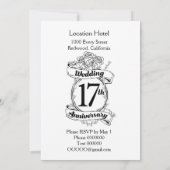 17de trouwdag Zwart en witte rozen Kaart (Achterkant)