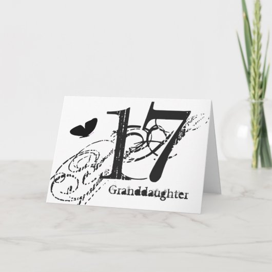 17de verjaardag voor een kleindochter, vlinder kaart (Voorkant)