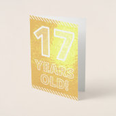 17e Anniversaire : Carte en feuille d'or "17 ANS!" (Devant)
