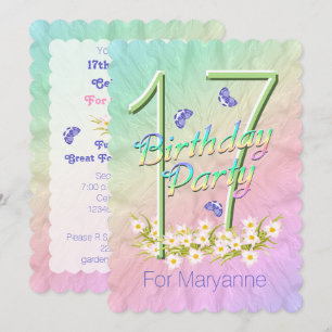 17e anniversaire fête papillon Garden Invitation