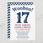 17e anniversaire Invitation Ado Garçon Marine Bleu (Devant / Derrière)