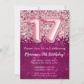 17e anniversaire Invitation Girl Magenta Parties s (Devant)