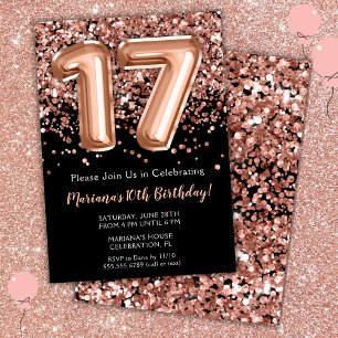 17e anniversaire Invitation Rose noir Parties scin