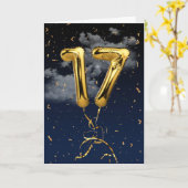 17e anniversaire Mylar Balloon or et carte Confett (Fleur jaune)