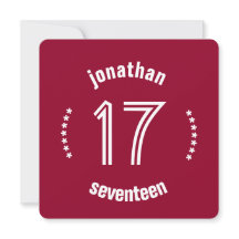17e Birthday Curved Text Custom Name D03 RED