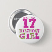 17e Birthday Girl Button Badge (Voorkant /achterkant)