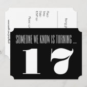 17e Birthday party Invite, zwart-wit. Kaart (Voorkant / Achterkant)