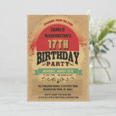 17e Birthday  Typografie Grunge Kaart (Staand voorkant)